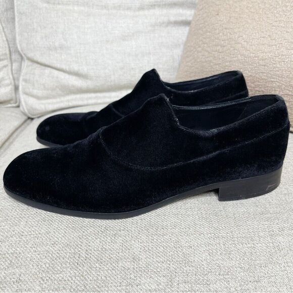 DONALD J PLINER Loafers Mens Size 8 Black Velvet Marcio Venetian Slip On Shoes - Picture 2 of 15